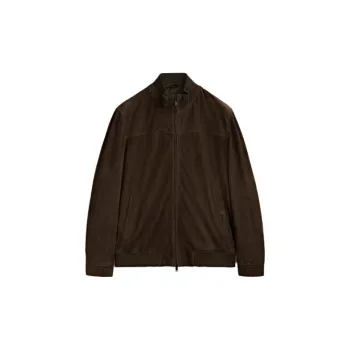 Massimo Dutti Leather Jackets Men Persimmon Green