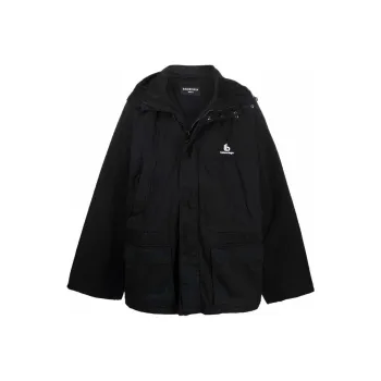 Balenciaga Parka Coats Men's Black