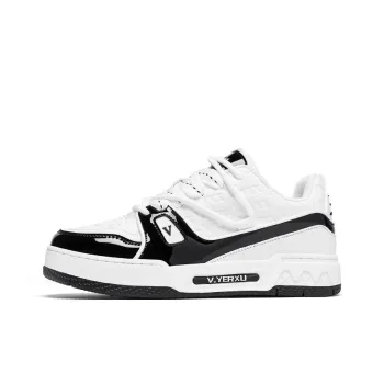 V.YERXU Abrasion Resistant Lightweight Breathable Height Increasing Low Top Skateboard Shoes Unisex White Black