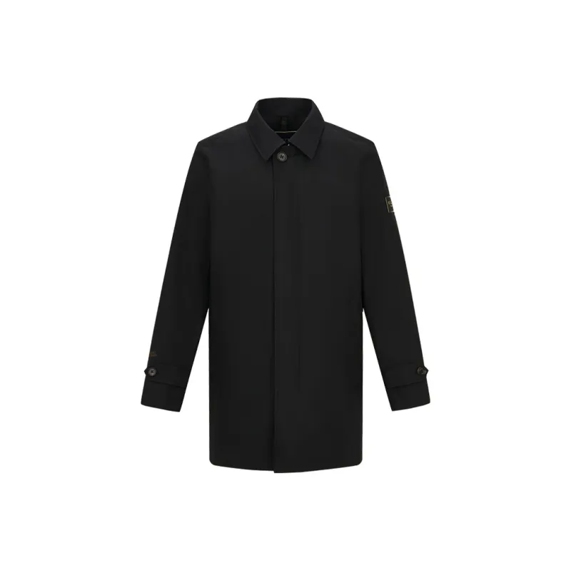HAZZYS Mid Length Trench Coat Men's Black-0