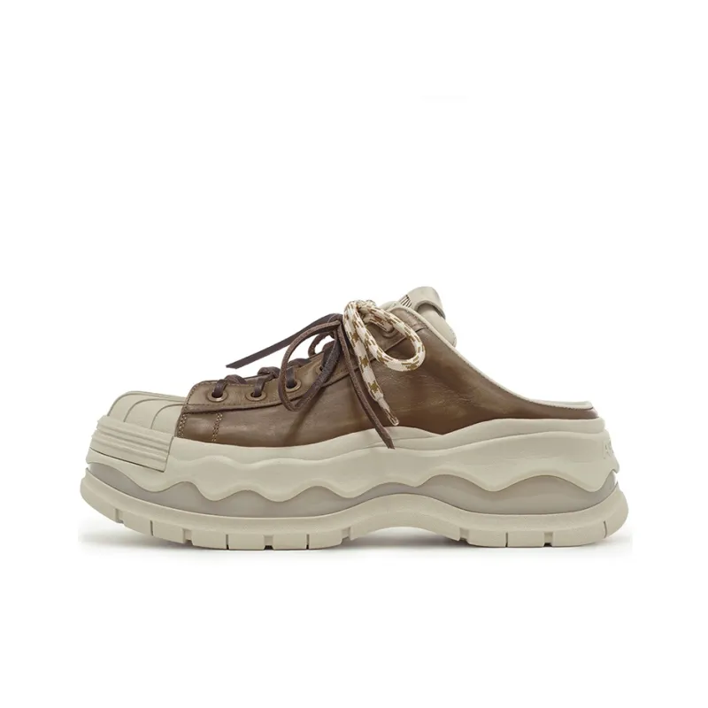 VITTORIO VENTURA Low Top Open Heel Skateboard Shoes Women's Brown-0