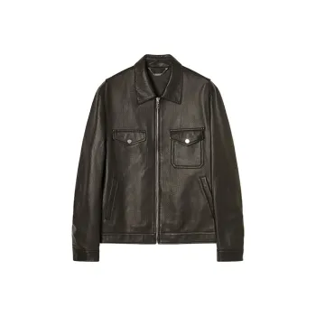 DAVID NAMAN Leather Jacket Men's Black