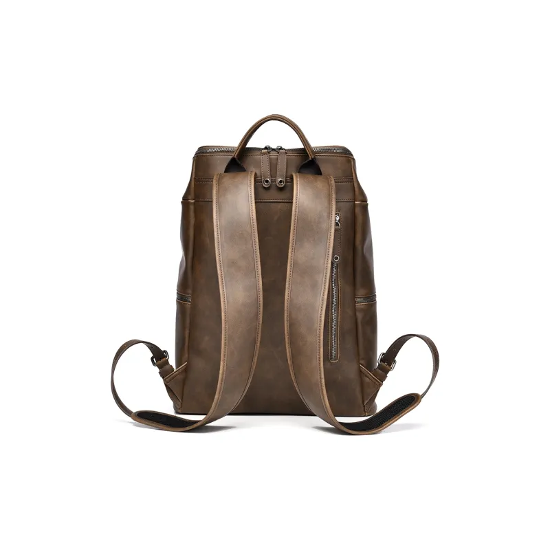 Ceion Keust Oil Wax PU Fabric Backpack Regular Unisex Multicolor-4