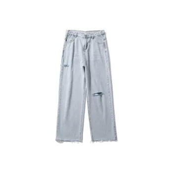 FAIRWHALE Jeans Unisex Ripped Denim Blue