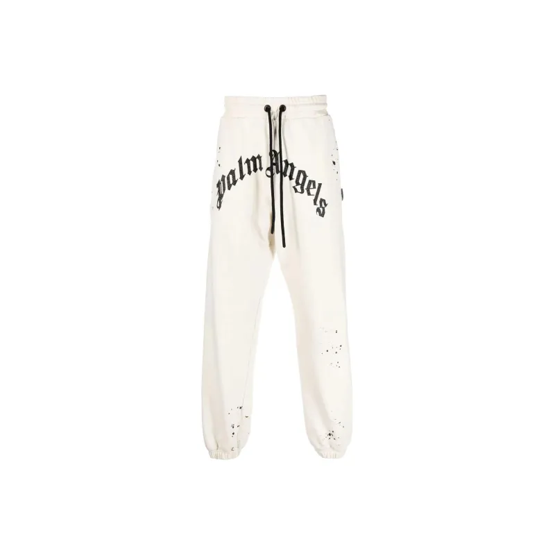 PALM ANGELS Gd Glittered Logo Sweatpants-0