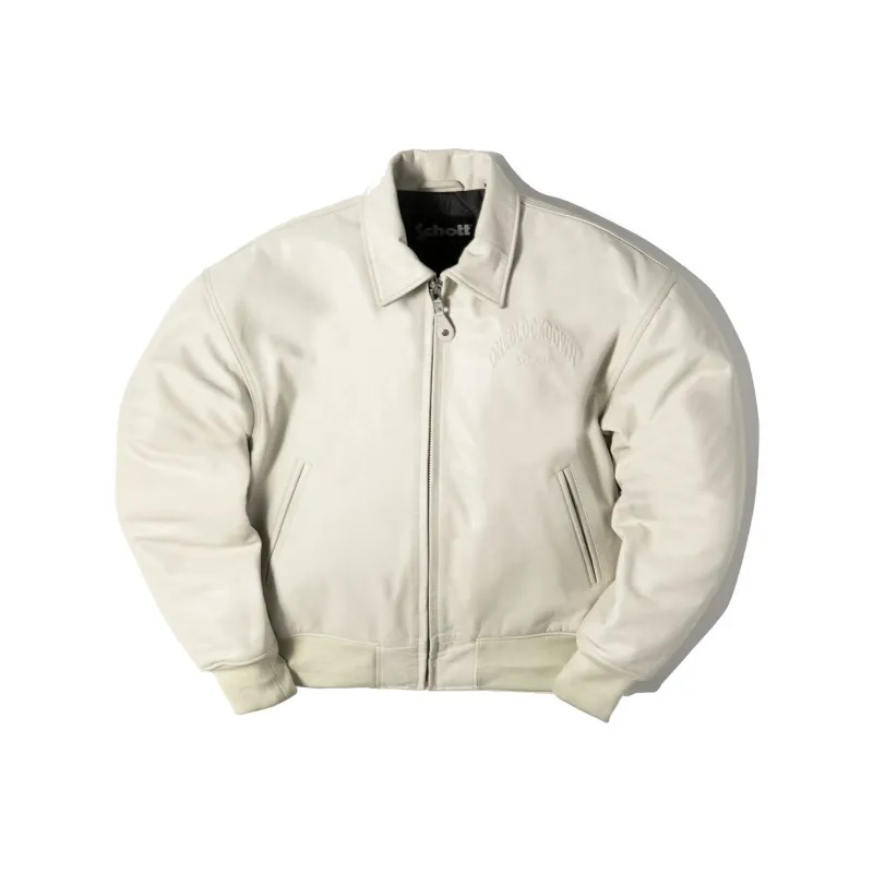 Schott N.Y.C. x One Block Down SS24 Leather Jacket Unisex Milk White-0