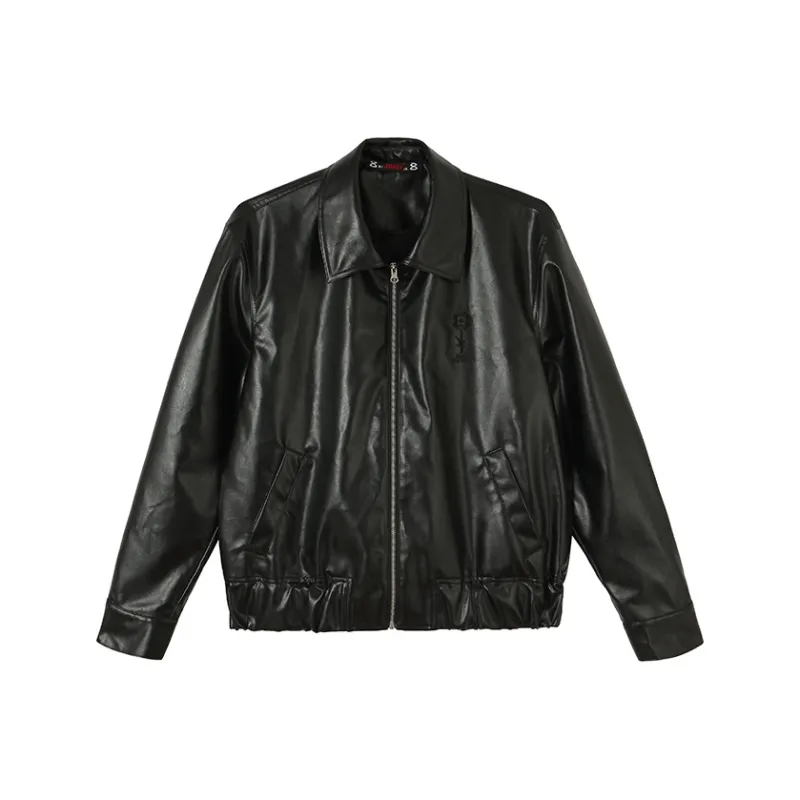 YAOJIUJIUQI Leather Jackets Men Black-0