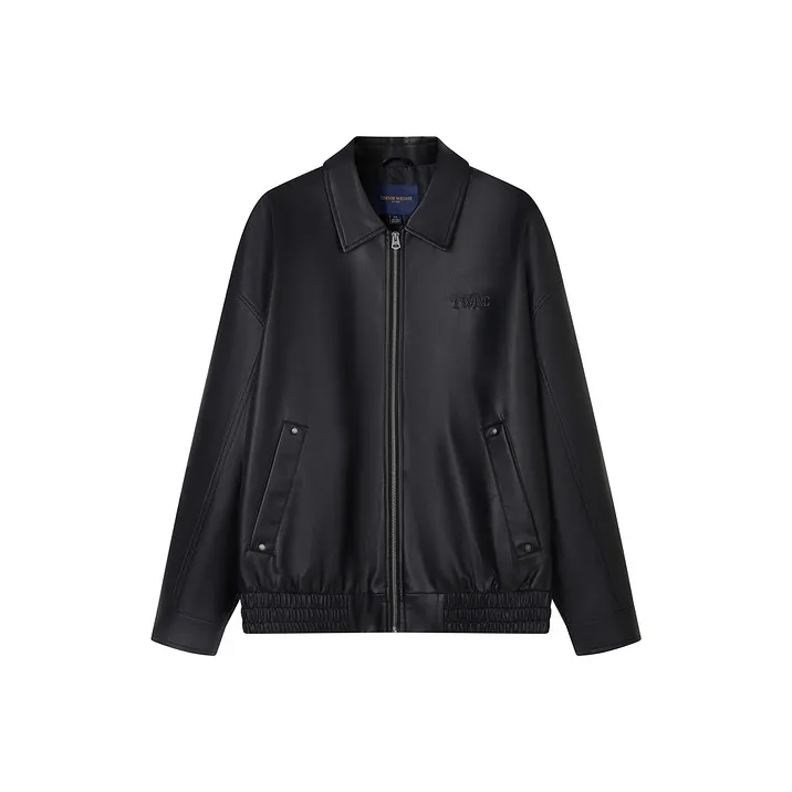Teenie Weenie Men Leather Jacket Unisex Black-2