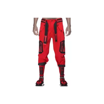 NORVINCY Mecha Punk Windproof Warm Casual Pants Unisex Red