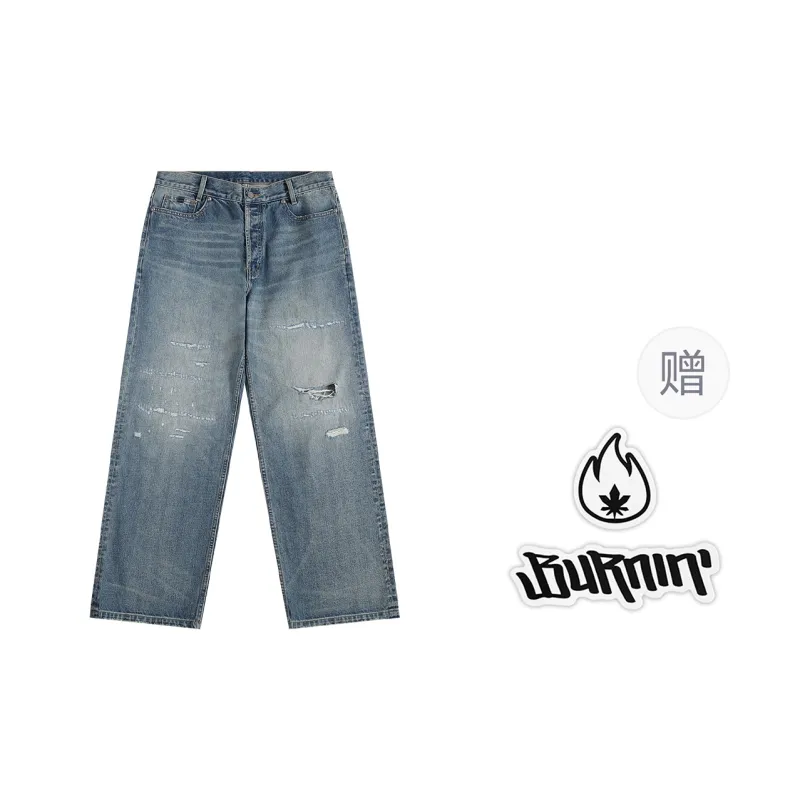 BURNIN Jeans Unisex Washed Blue-0