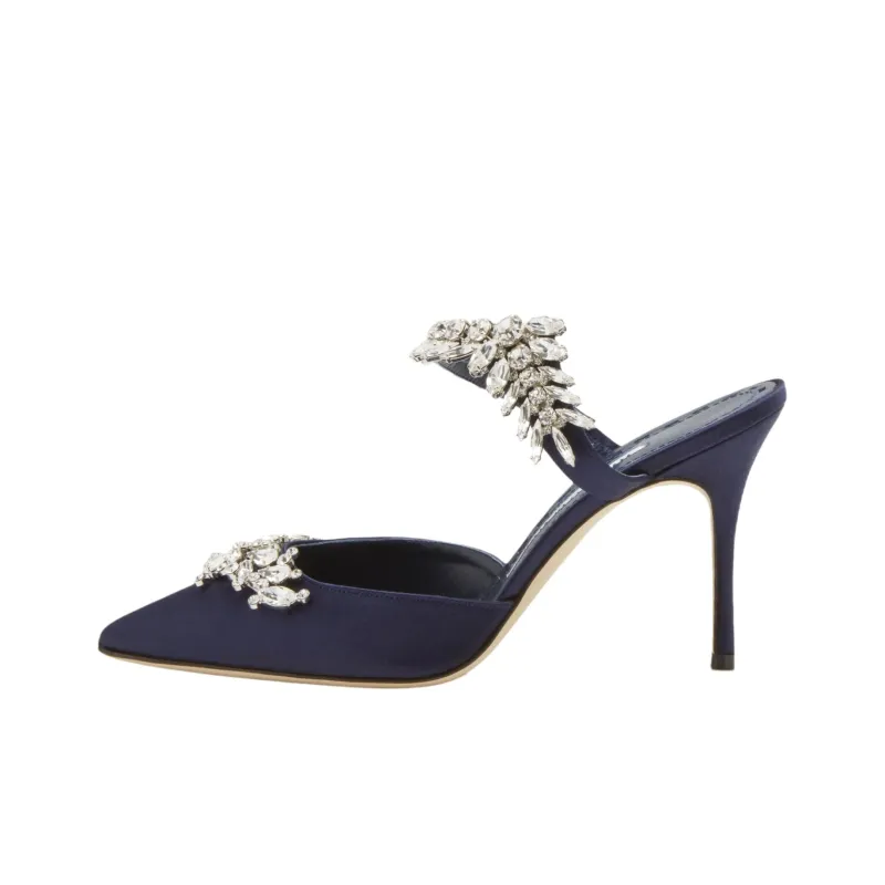MANOLO BLAHNIK Closed Toe Slippers Women's Blue-0