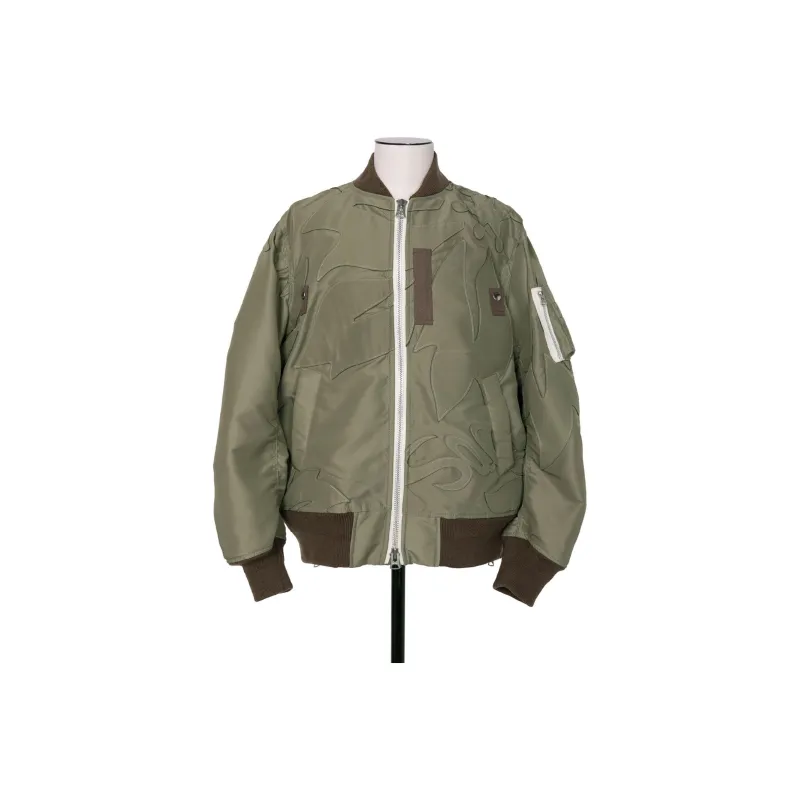 Sacai Patchwork Zipped Bomber Jacket-0
