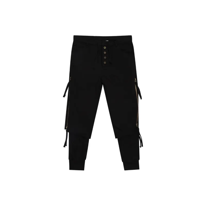 SANSHENGLIUBU Jogger Casual Pants Unisex Black-0