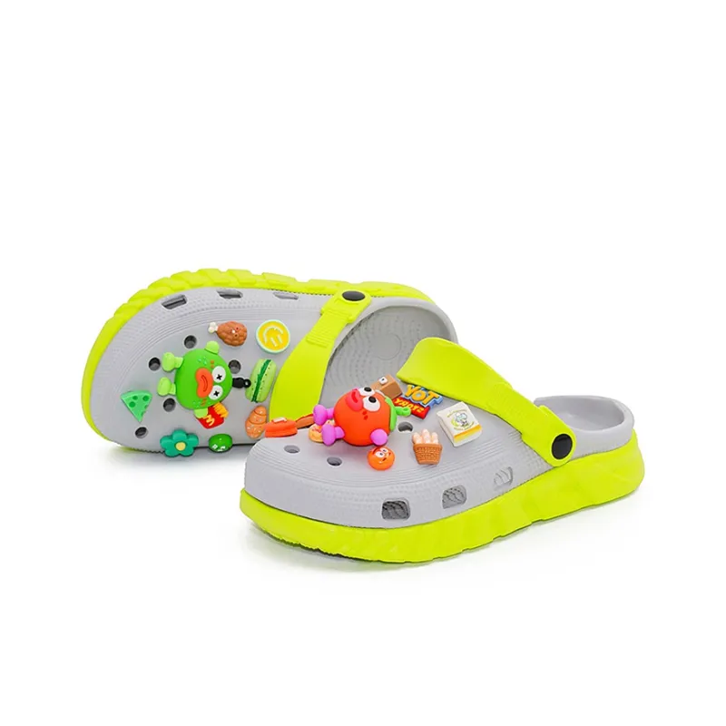 OUBT Cartoon Happiness Tomato, Dopamine Style Clogs Unisex Gray Green-2