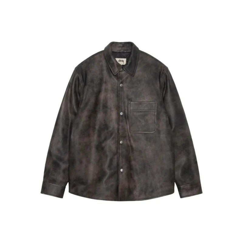 Stussy SS24 LEATHER OVERSHIRT Leather Jacket Unisex-0