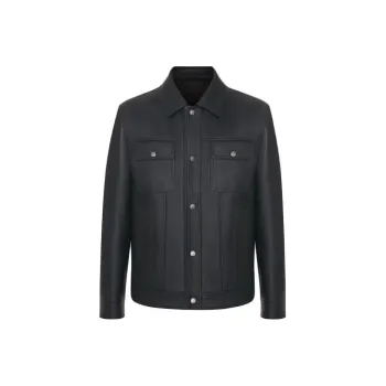 ROBERTA DI CAMERINO Leather Jacket Men's Blue Gray