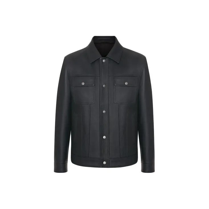 ROBERTA DI CAMERINO Leather Jacket Men's Blue Gray-0