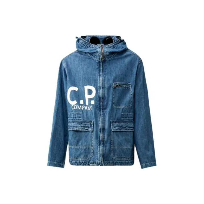 C.P.Company Blu Goggles detail Denim Jacket-0