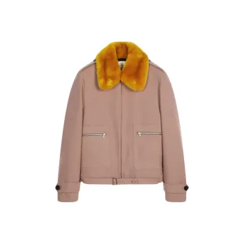 DRIES VAN NOTEN Faux Fur Collar Wool Bomber Jacket