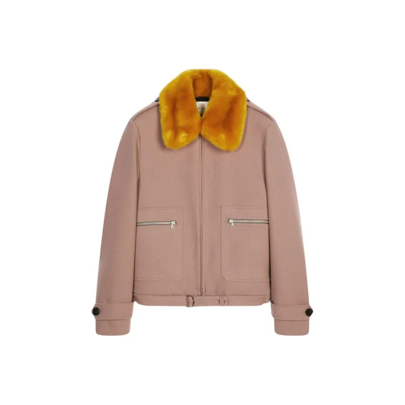 DRIES VAN NOTEN Faux Fur Collar Wool Bomber Jacket-0