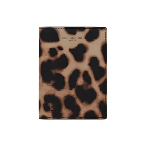 SAINT LAURENT PARIS Calfskin Card Holder Wallet Men's Leopard