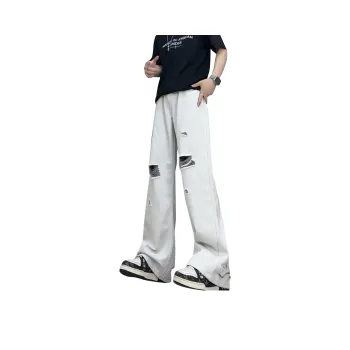 UPXIW Jeans Unisex Blue Yarn White