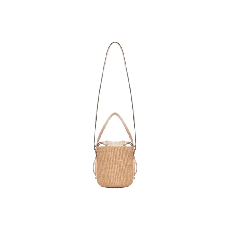 Chloe Paper Bucket Bag, One Shoulder Handbag Small Size Women's Pink-2