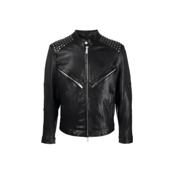 DSQUARED 2 Studded Leather Biker Jacket