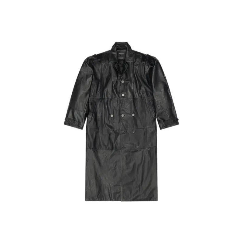 Balenciaga Leather Jackets Men Black-0