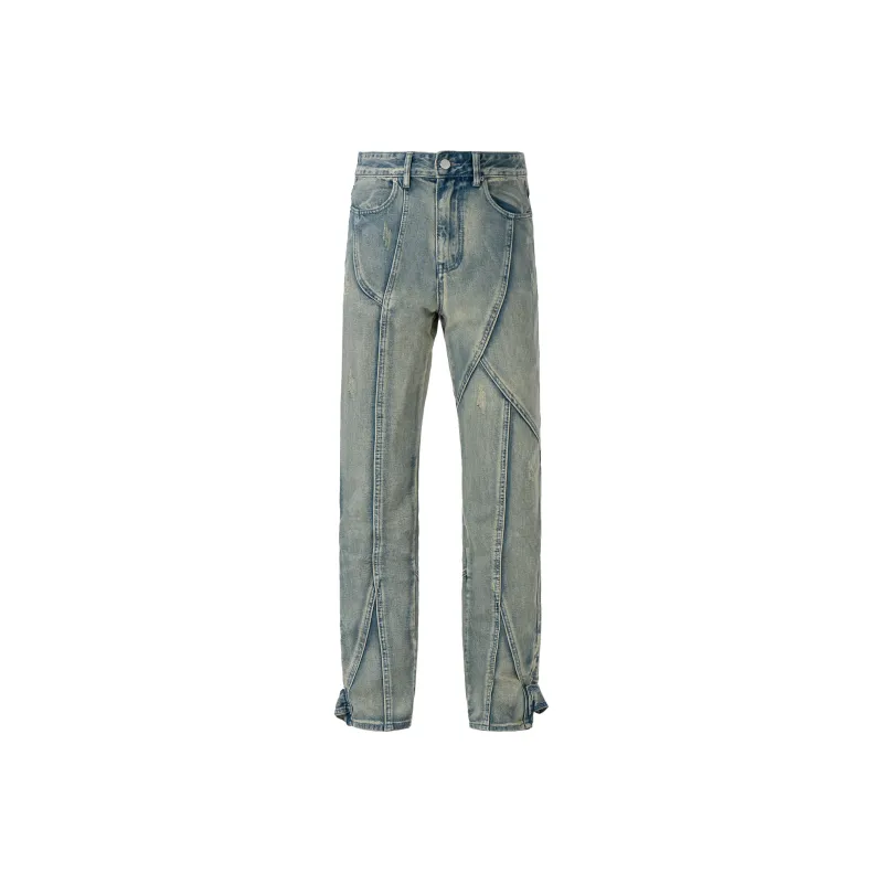 XINYINSU Holes And Zippers Design Unisex Jeans-0