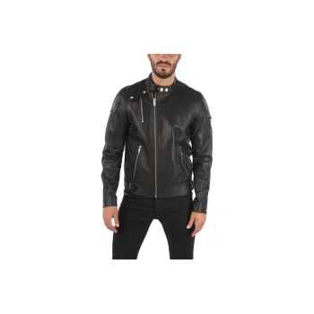DIESEL Leather Jacket Men's Black