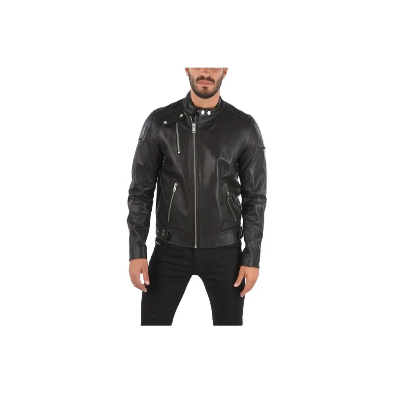 DIESEL Leather Jacket Men's Black-0