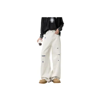 DANGERTIGER Jeans Unisex Blue Yarn White Denim