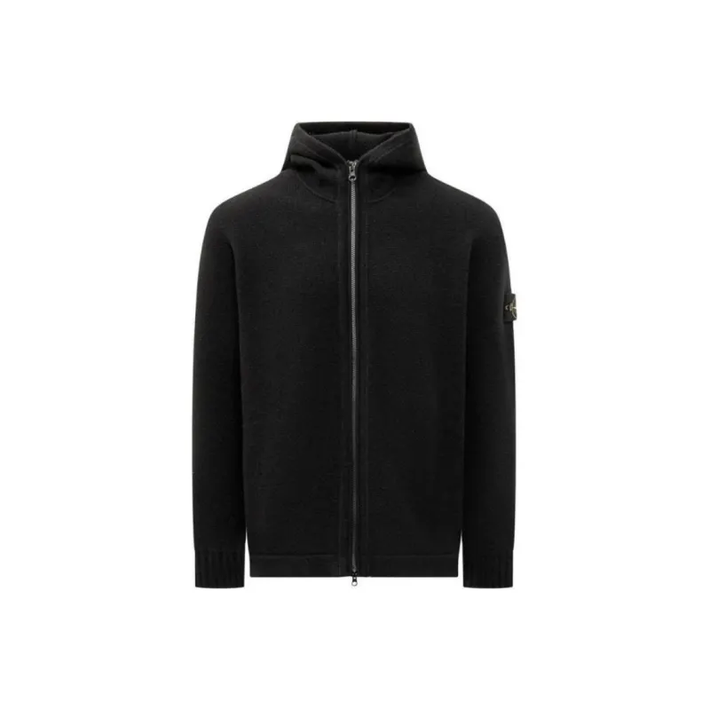 STONE ISLAND Logo Patch Hooded Cardigan-0