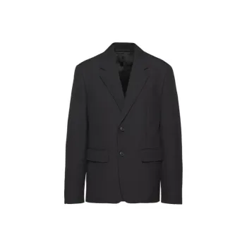 PRADA Single-Breasted Wool Blend Jacket Jackets Coats Men's Black
