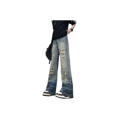 UPXIW Jeans Unisex Vintage Blue