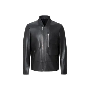 ANDREW MACKENZIE FW23 Leather Jacket Men's Black