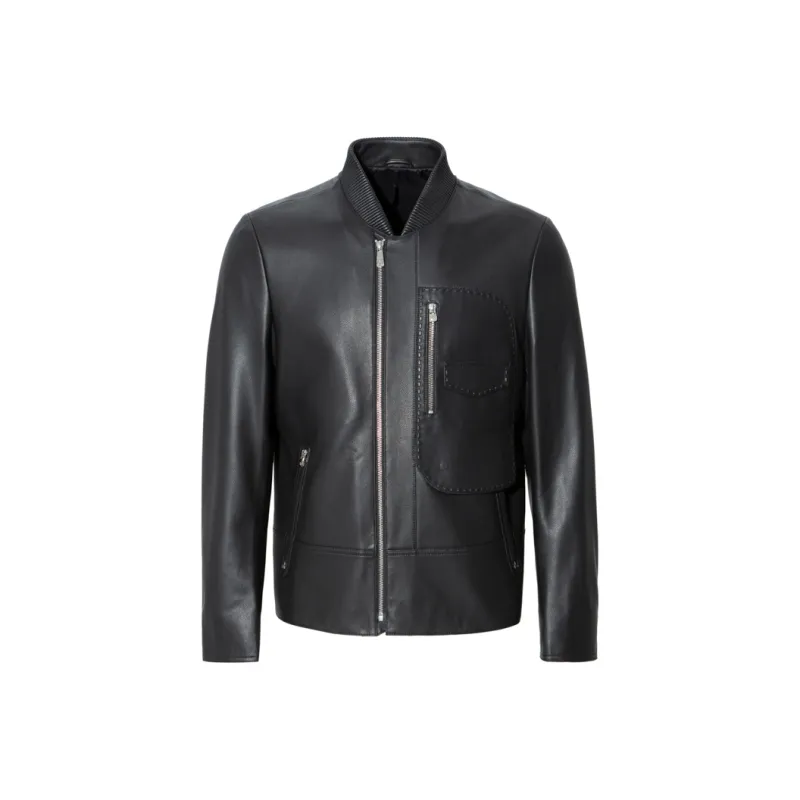 ANDREW MACKENZIE FW23 Leather Jacket Men's Black-0