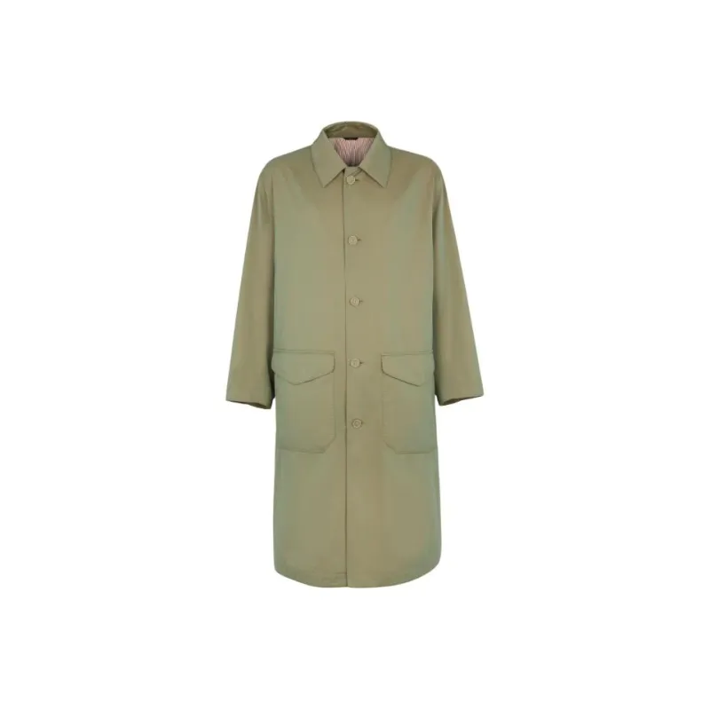FENDI Green Coated Cotton Trench Coat Trench Coat Men's Green-0