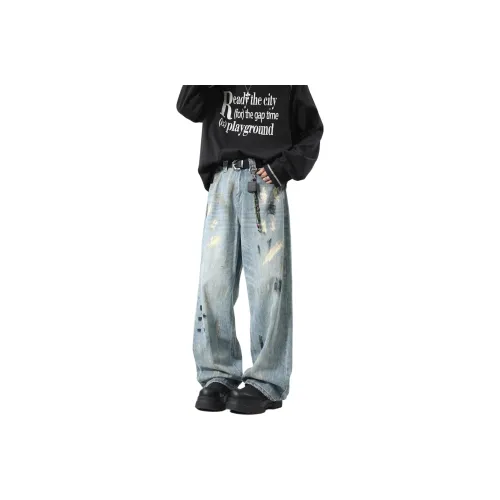 ACUOD BY CHANU Jeans Unisex Ink Splatter Blue