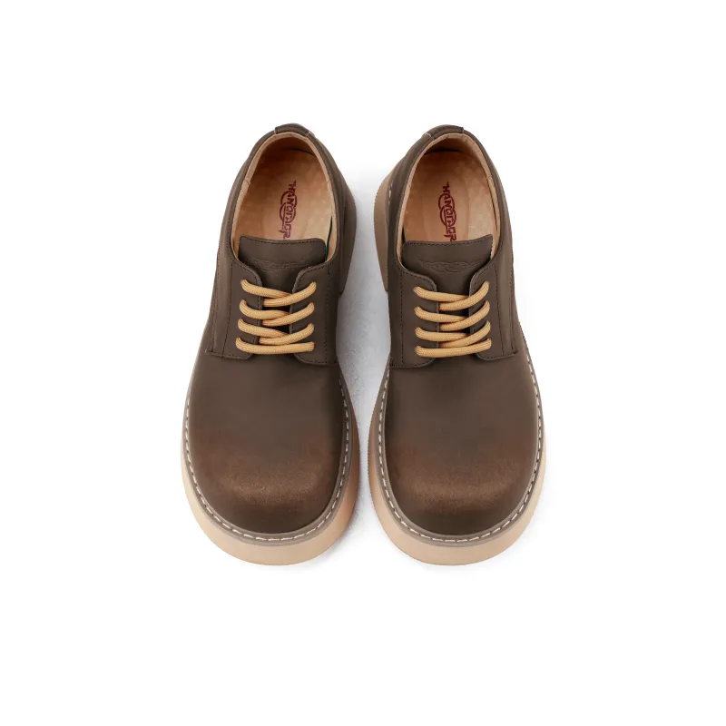 HANQIAORIJI Black Blood Series Abrasion Resistant Height Increasing Low Top Casual Shoes Unisex Dark Brown-3