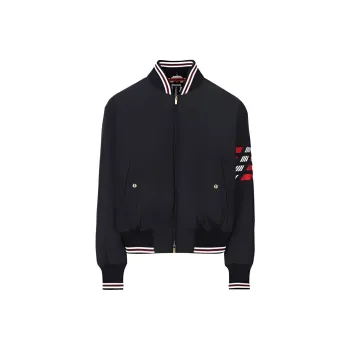 THOM BROWNE 4-Bar Striped Zipped Puffer Bomber Jacket