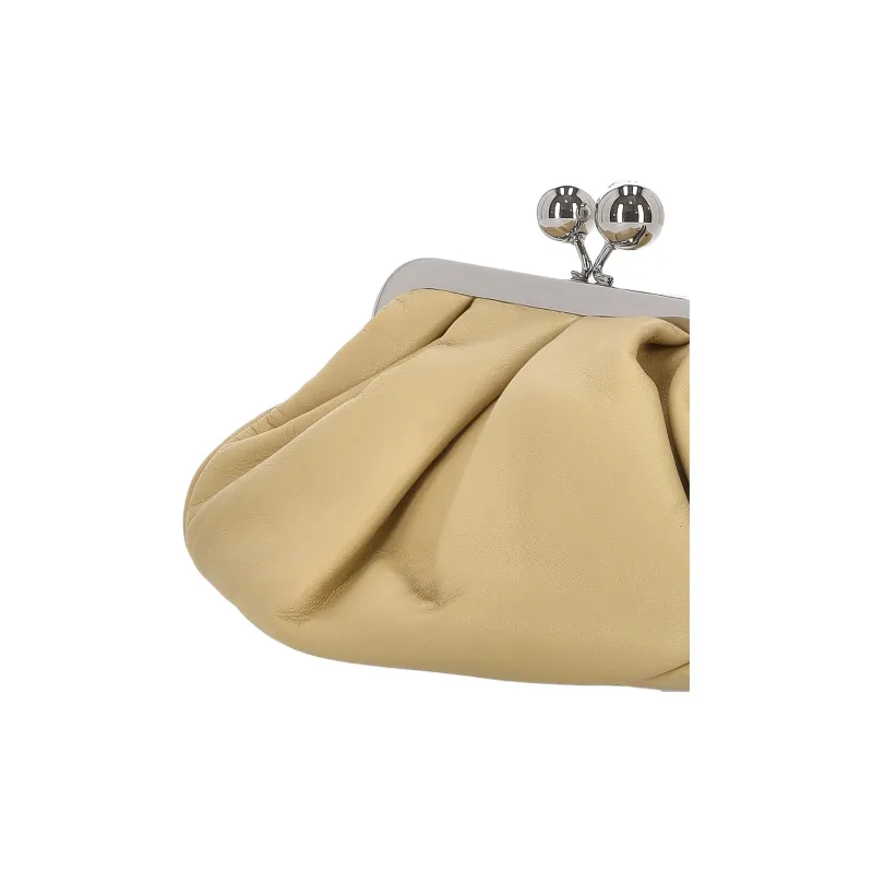 WEEKEND MaxMara Calfskin One Shoulder Crossbody Clutch Women's Beige Yellow-3