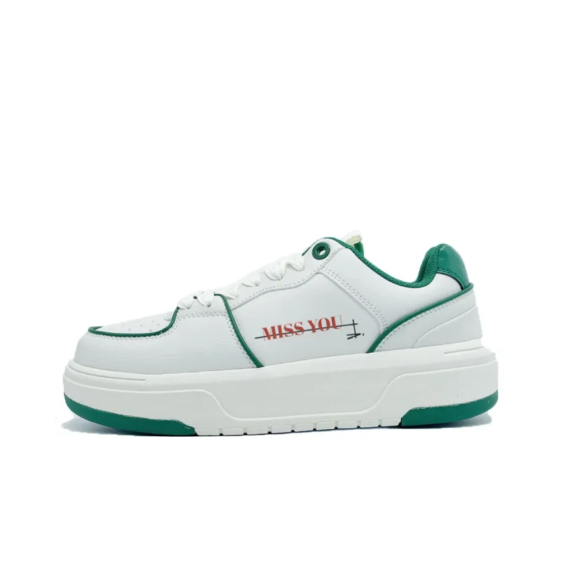 PAIN OR PLEASURE Low Top Skateboard Shoes Unisex White Green-0