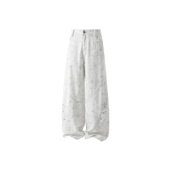 WOLF CODE Jeans Unisex Distressed White