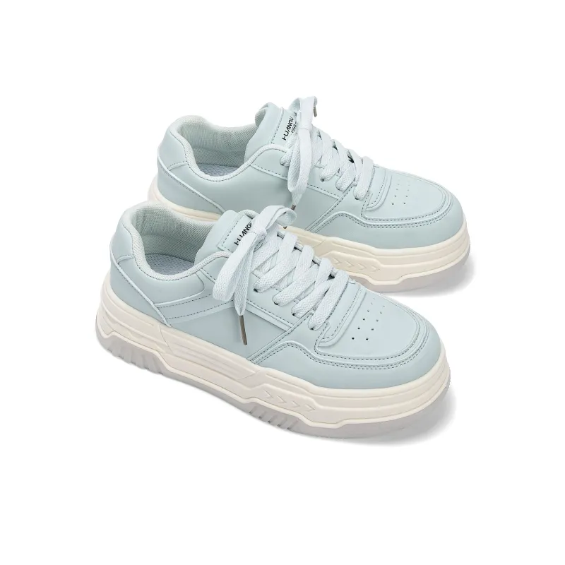 HUANQIU Abrasion Resistant Lightweight Height Increasing Low Top Skateboard Shoes Women's Aqua-3
