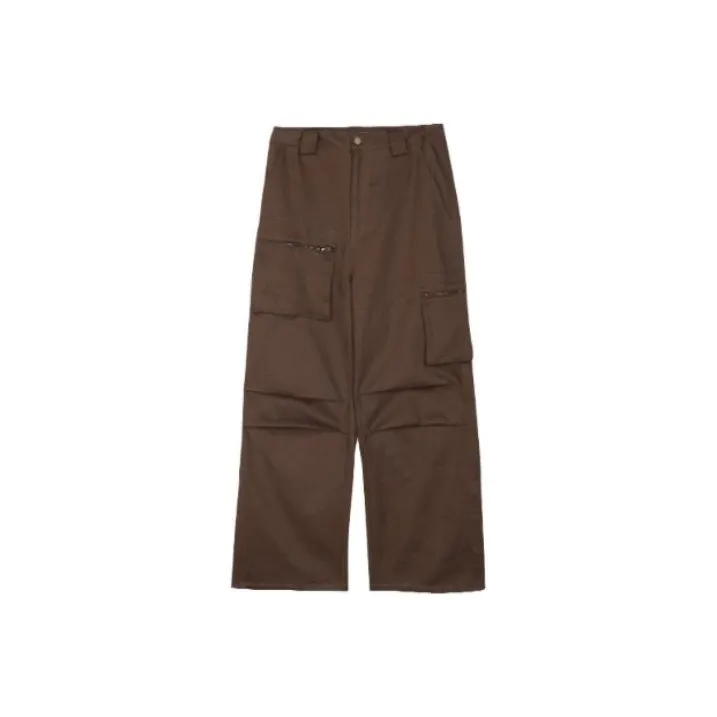0-CROWORLD Cargo Pants Unisex Brown-0