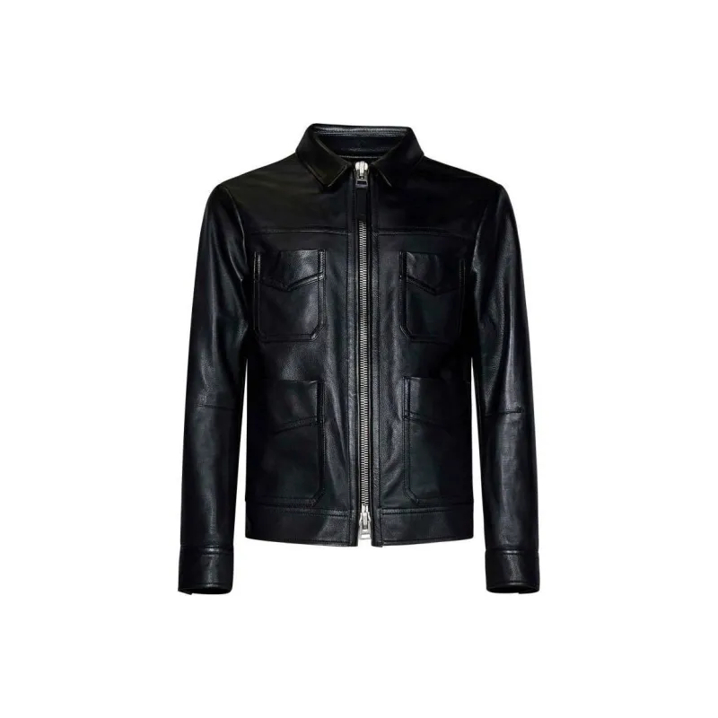 TOM FORD Unlined Grained Texture Leather Jacket-0