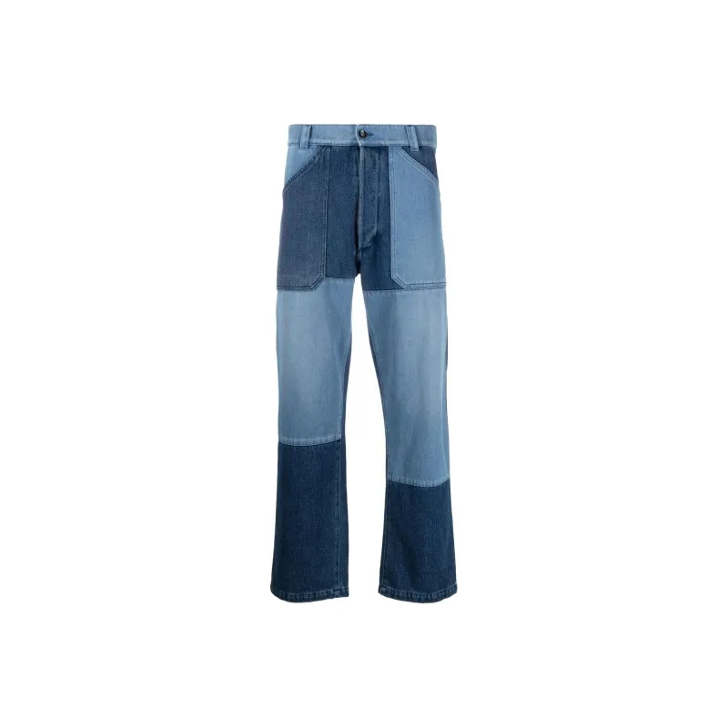 ETRO Patchwork Logo Embossed Straight Leg Jeans-0