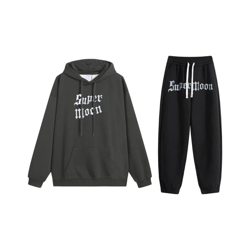 SUPERMOON Autumn And Winter Season Knitted Sports Pants Unisex Black-14